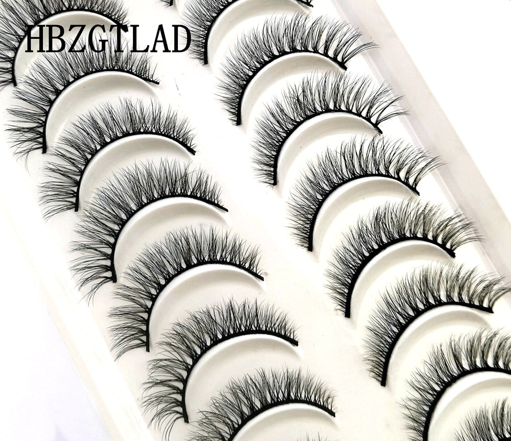 10 Pairs Natural False Mink Lashes Extension