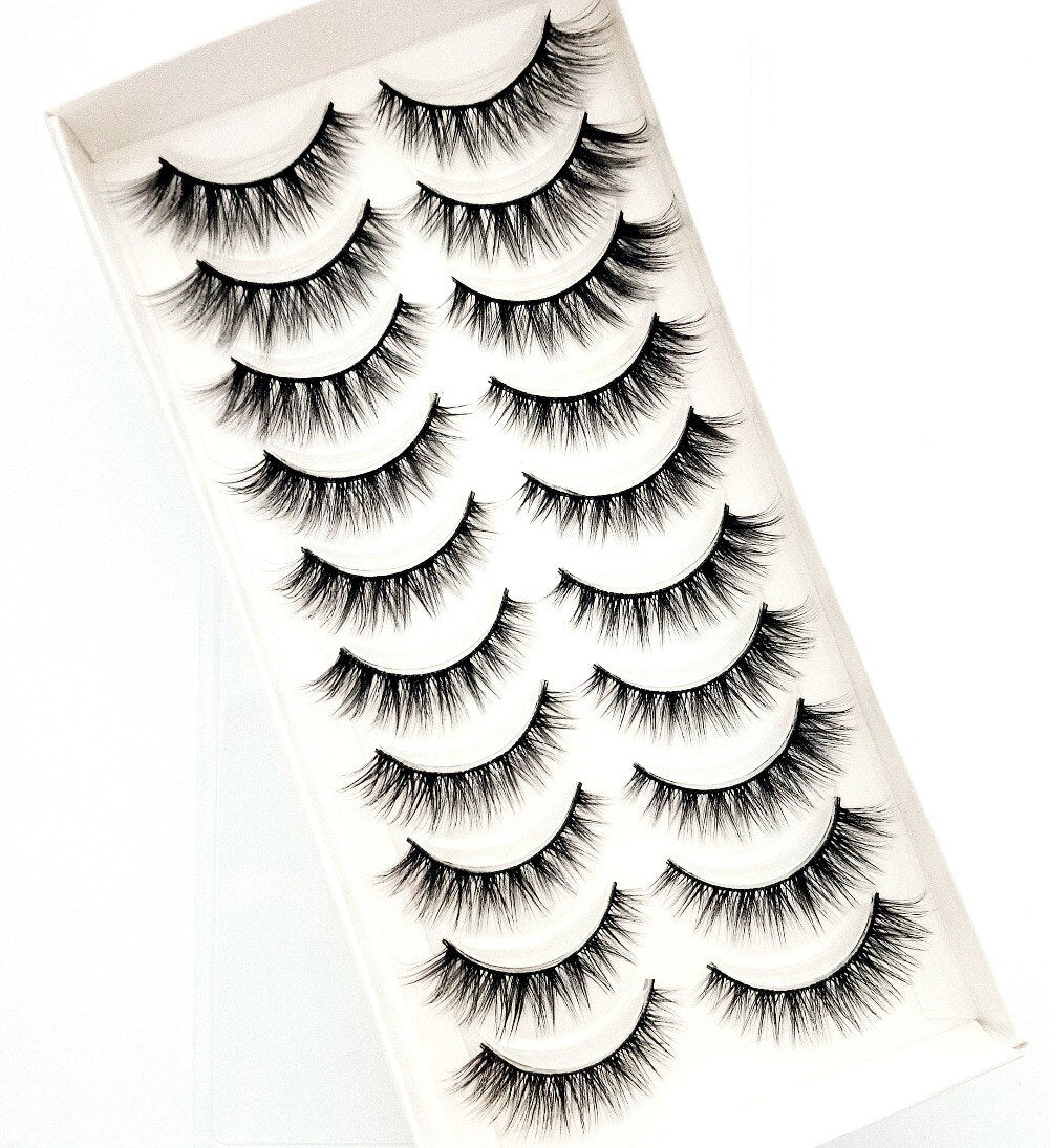 10 Pairs Natural False Mink Lashes Extension