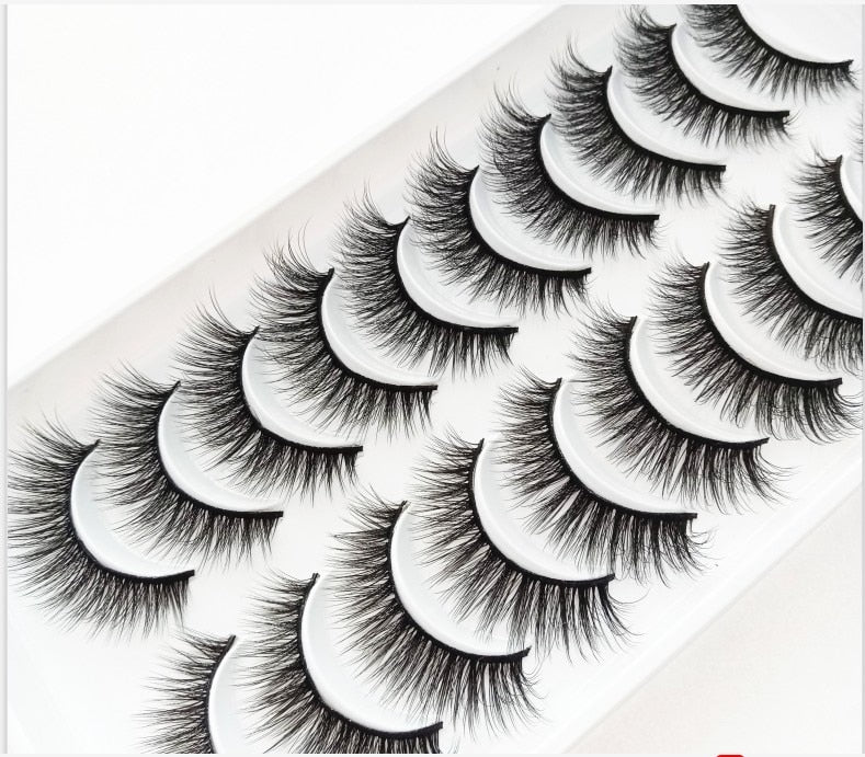 10 Pairs Natural False Mink Lashes Extension