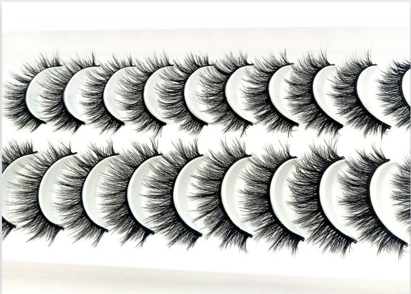 10 Pairs Natural False Mink Lashes Extension