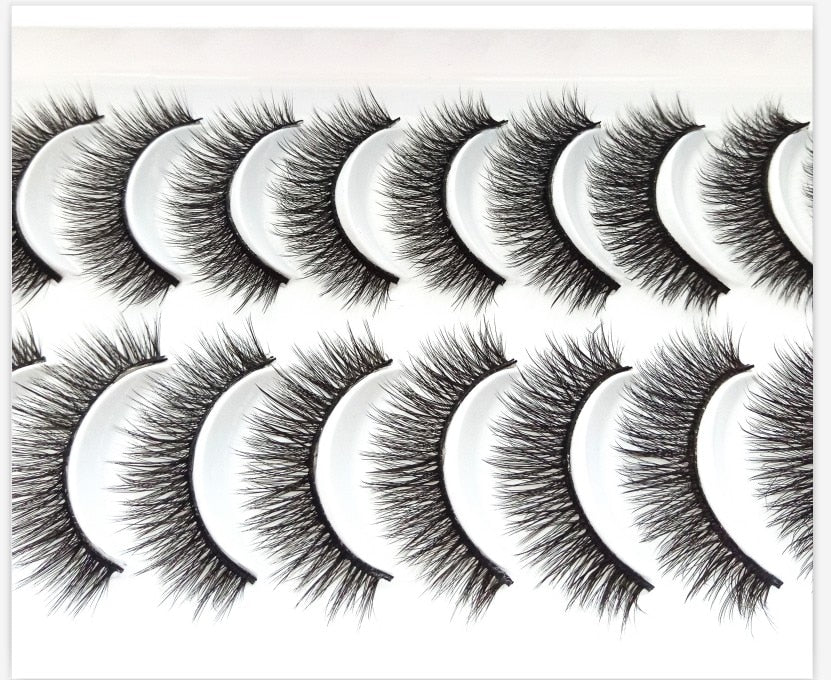 10 Pairs Natural False Mink Lashes Extension