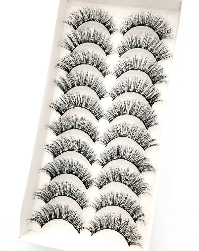 10 Pairs Natural False Mink Lashes Extension