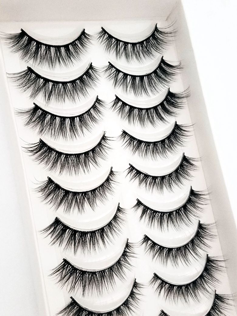 10 Pairs Natural False Mink Lashes Extension