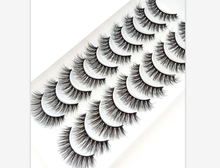 10 Pairs Natural False Mink Lashes Extension