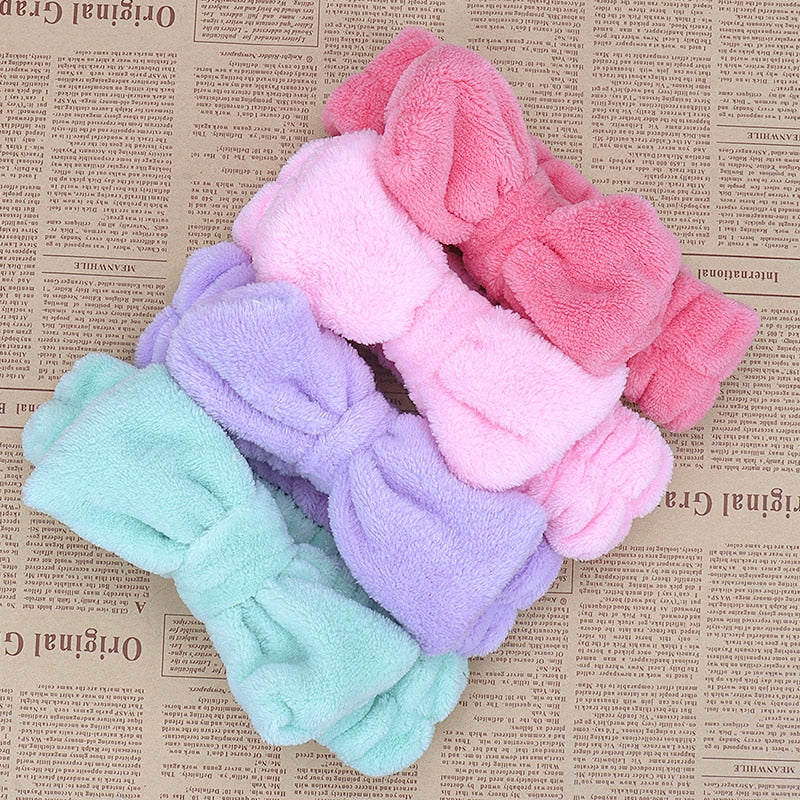 Coral Fleece Soft Elastic Hairbands SPA Bath Shower