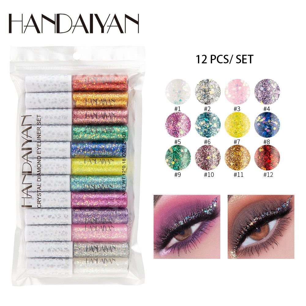 HANDAIYAN Colorful Waterproof Glitter Eye Liner Pen