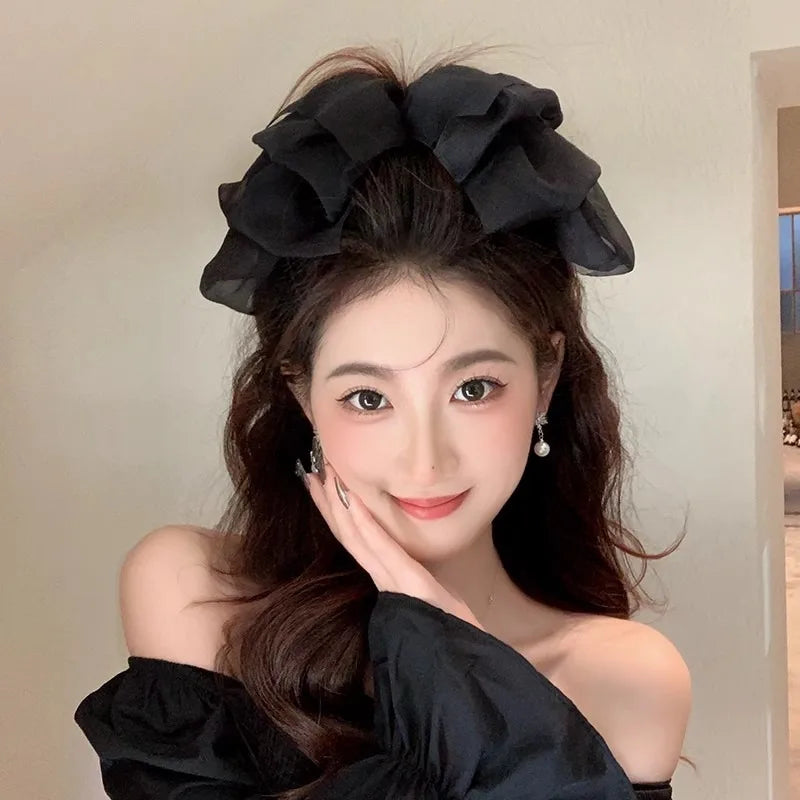 Mesh Thin Gauze Big Bow Hair Claw Clip