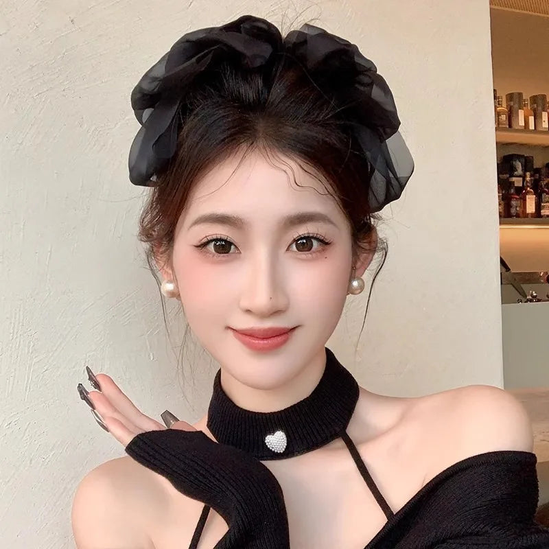 Mesh Thin Gauze Big Bow Hair Claw Clip