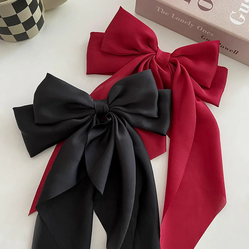 Chiffon Bow Hair Clip Women Large Bowknot