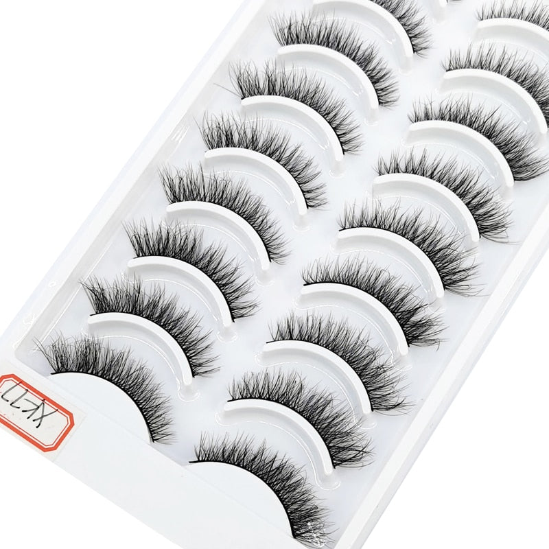 10 Pairs Natural False Mink Lashes Extension