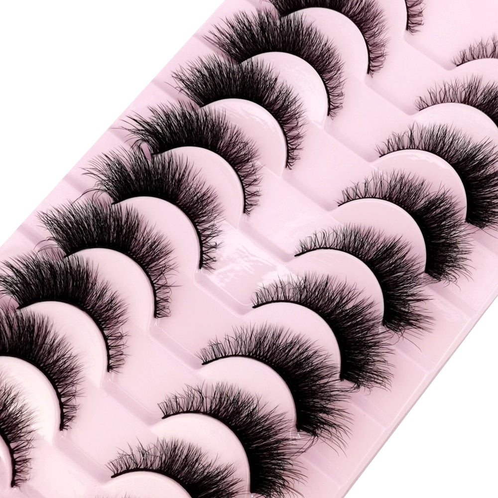 10 Pairs Natural False Mink Lashes Extension