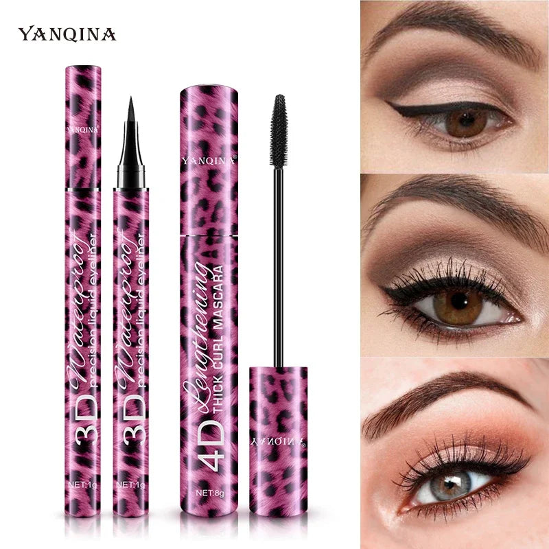 YANQINA Liquid Eyeliner Pencil+4D Waterproof Mascara Set