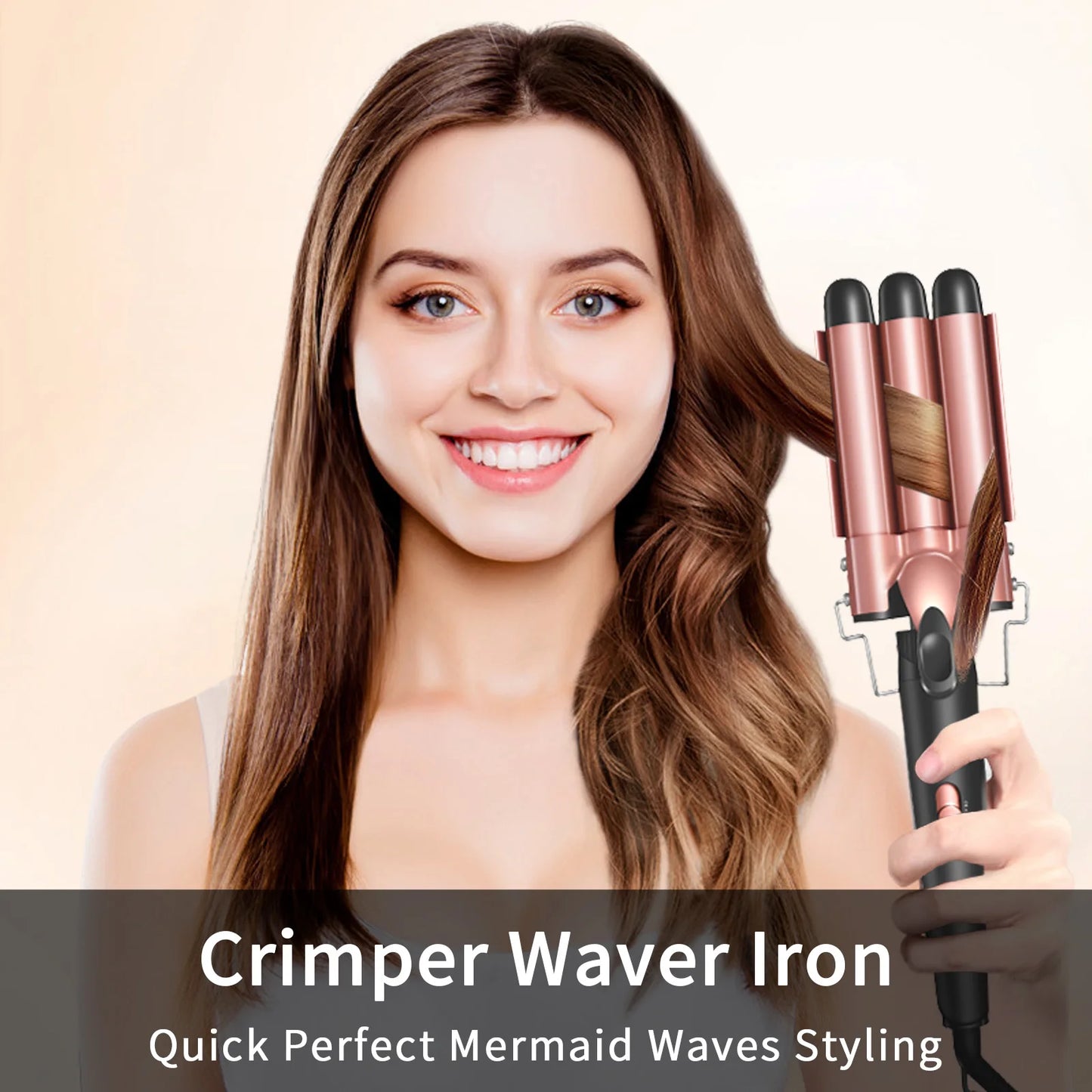 5 in 1 Hair Waver Curling Iron,3 Barrel Hair Crimper with Fast Heating Up, 0.4-1.25 Inch Crimper Wand Curler for All Hair Types