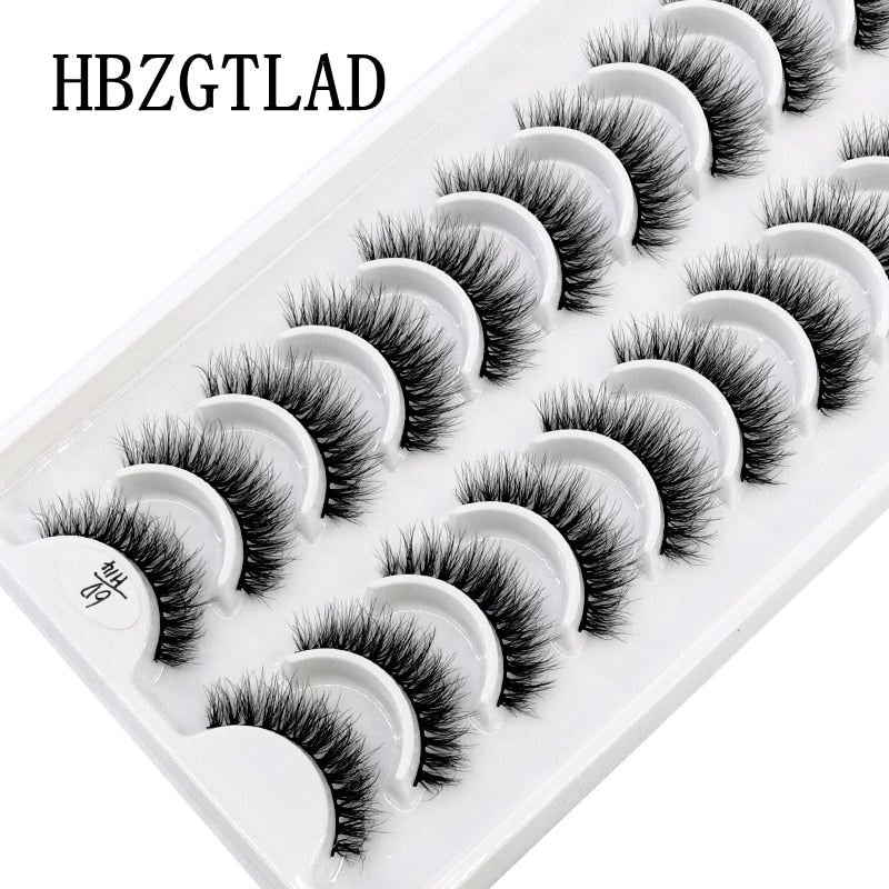 10 Pairs Natural False Mink Lashes Extension