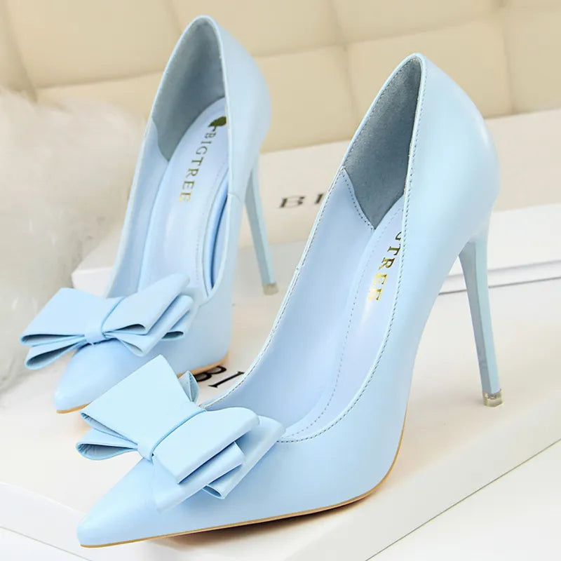 Women Fetish 10.5cm High Heels Pumps Butterfly Knot