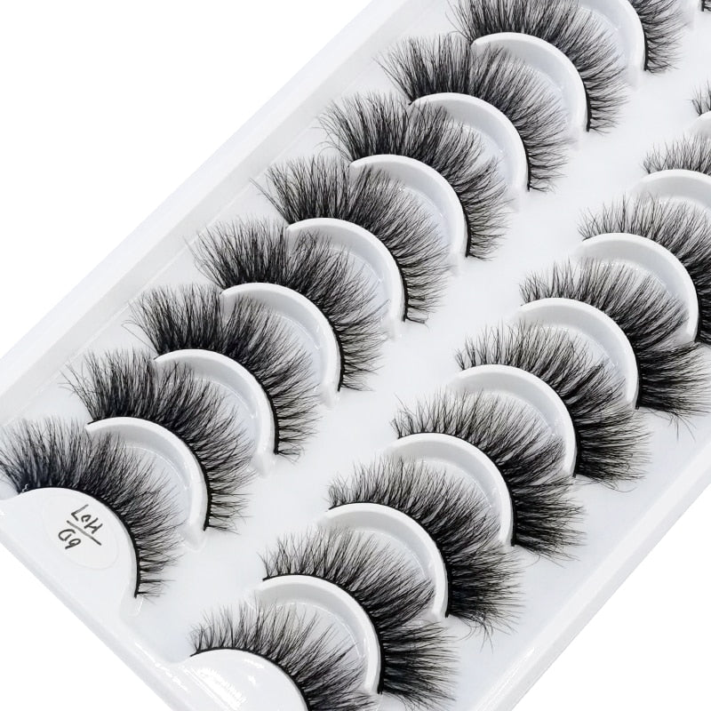 10 Pairs Natural False Mink Lashes Extension