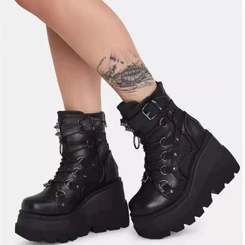 Punk Women Boots Zipper Platform