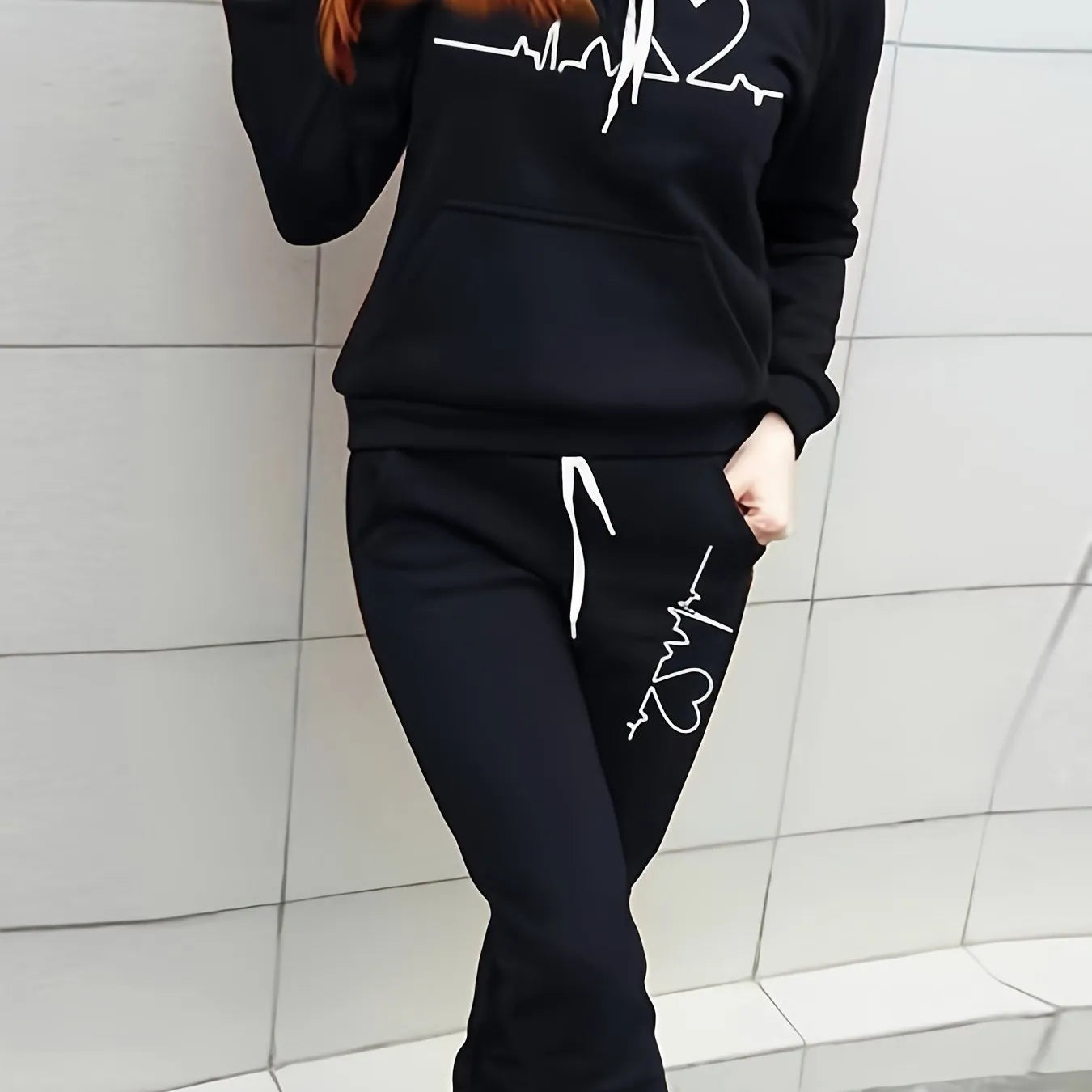 Women Autumn Winter Warm Sweats Set Round Collar Plush Outerwear