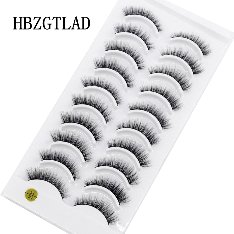 10 Pairs Natural False Mink Lashes Extension