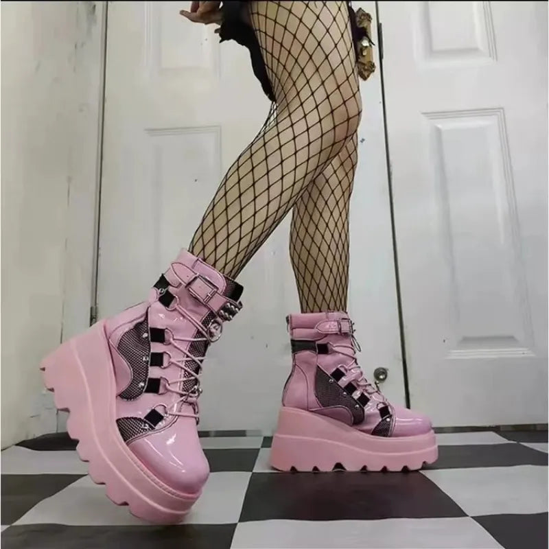 Punk Women Boots Zipper Platform