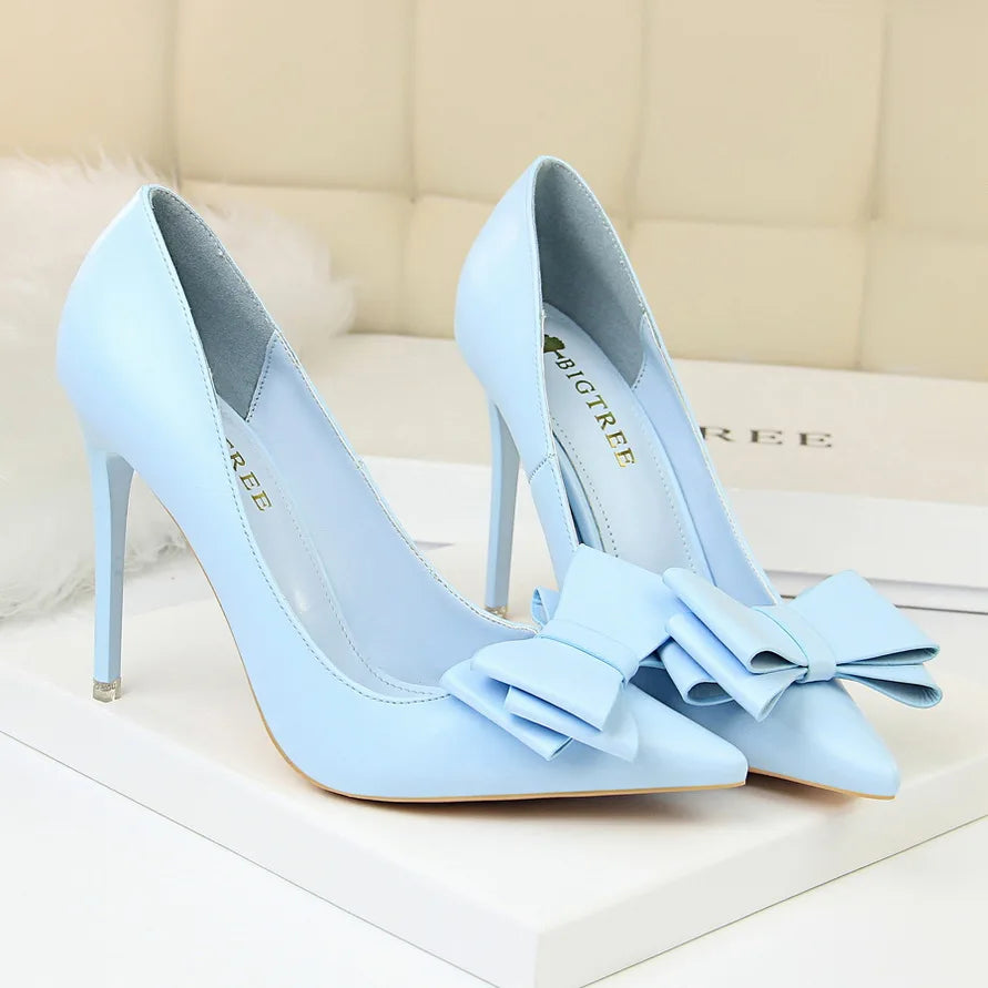 Women Fetish 10.5cm High Heels Pumps Butterfly Knot