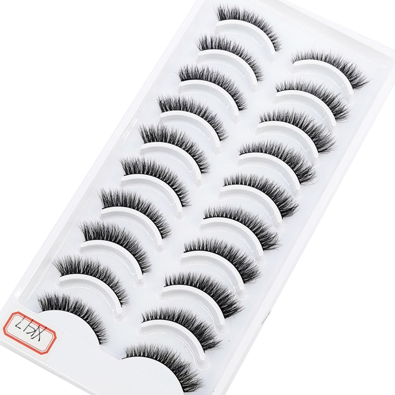 10 Pairs Natural False Mink Lashes Extension