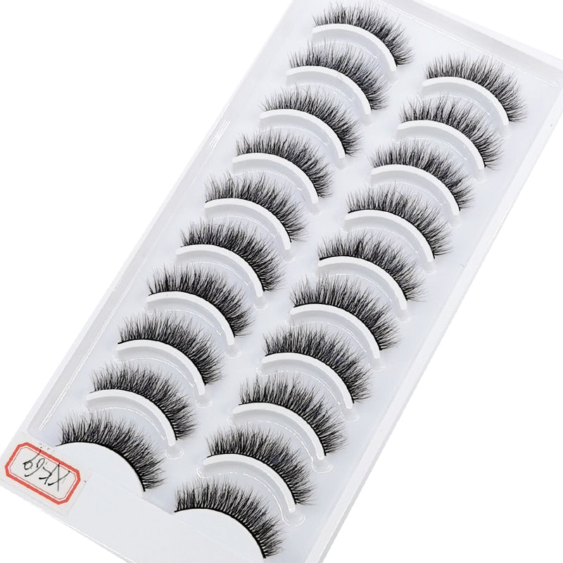 10 Pairs Natural False Mink Lashes Extension