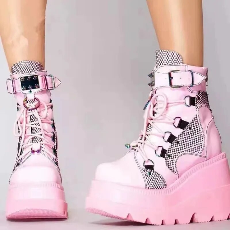 Punk Women Boots Zipper Platform