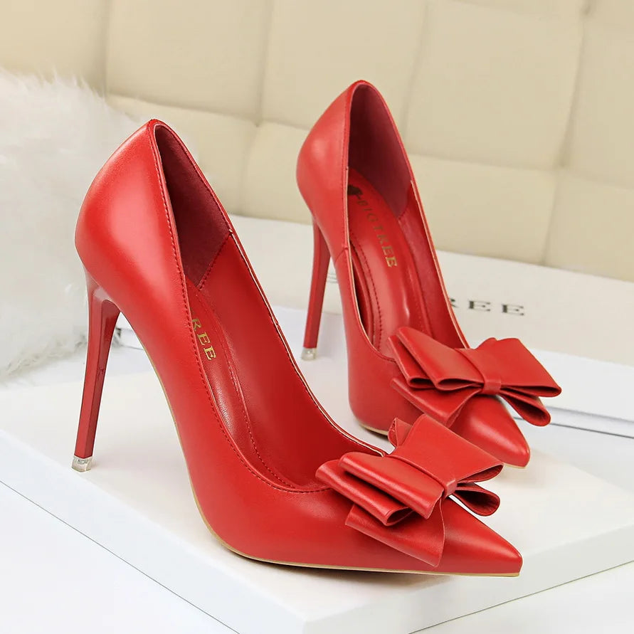 Women Fetish 10.5cm High Heels Pumps Butterfly Knot