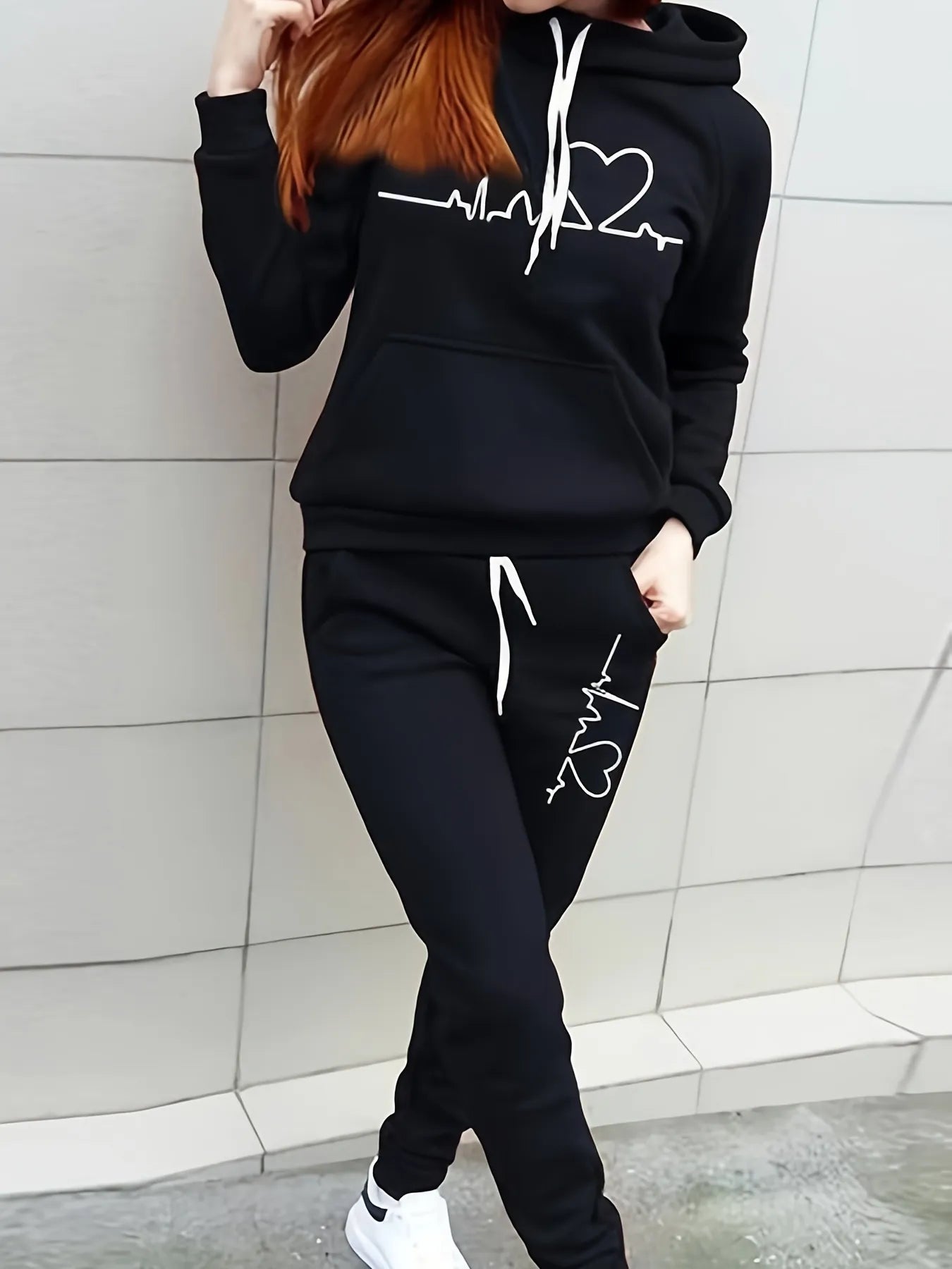 Women Autumn Winter Warm Sweats Set Round Collar Plush Outerwear