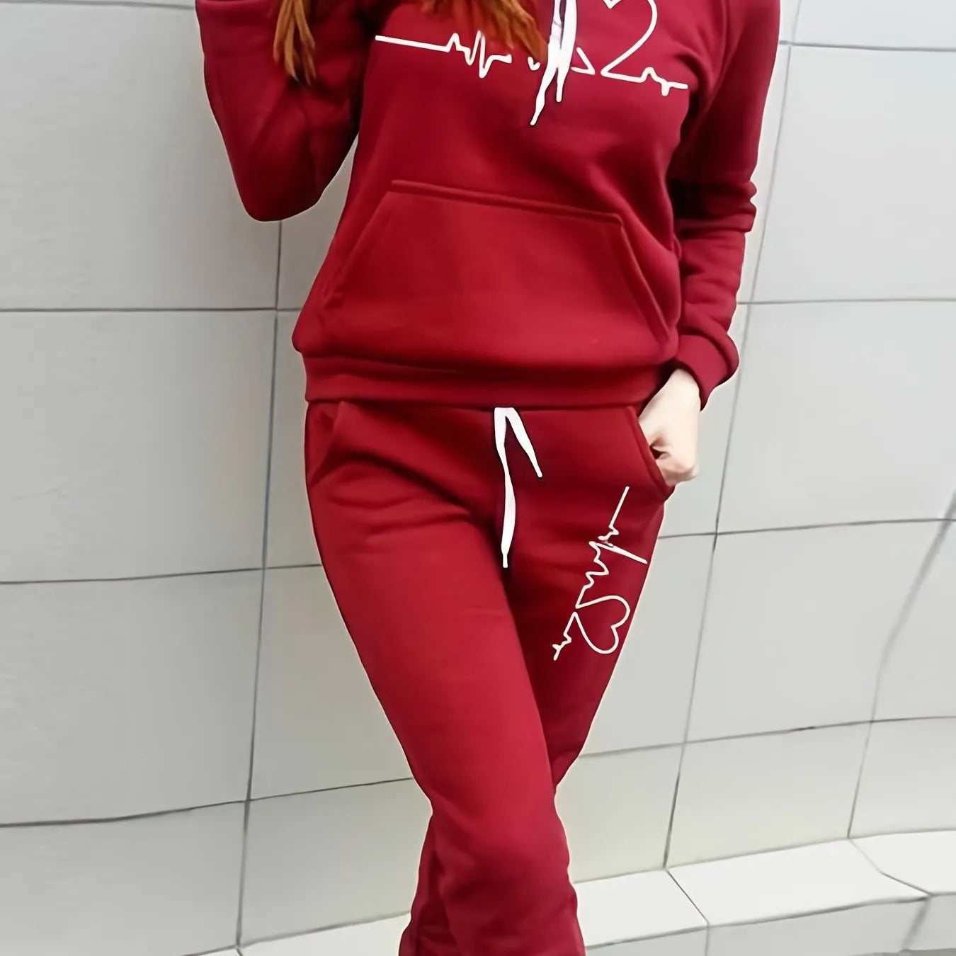 Women Autumn Winter Warm Sweats Set Round Collar Plush Outerwear