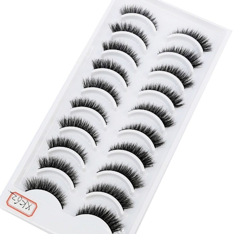 10 Pairs Natural False Mink Lashes Extension